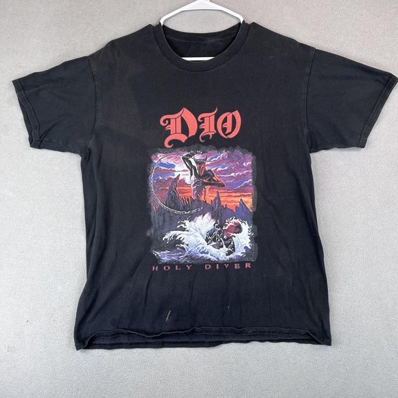 Vintage Dio Holy Diver Shirt Mens Medium Black Band Tee Heavy Metal Rock 80s - Picture 1 of 9